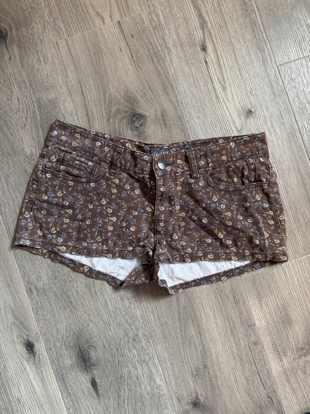 BeBop Brown Floral Denim Short Shorts
